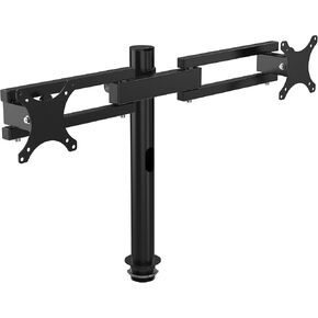 VERSADESK Heavy Duty Steel Dual Monitor Stand with Height Adjustable Arms, Mount up to 27 Inch Computer Monitor Screens, 360 Degree Rotation, VESA Compatible, Each Durable Arm Holds up to 22lbs, Black