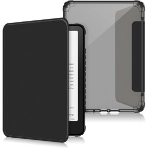 Case Compatible with Kindle Paperwhite 12th Gen (2024 Release) and Kindle Colorsoft Signature Edition (2024 Release) Clear TPU Back Cover Auto Wake/Sleep,Black