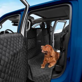XL Dog Truck Seat Cover with Car Door Protector, Floor Dog Back Seat Cover for Trucks with Flip Up Rear Seats, Waterproof Full Coverage Dog Seat Cover for Full Size Crew Cab Trucks F150 F250