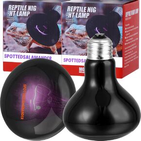 2PACK Reptile Night Heat Lamp, 75W Moonlight Infrared Heating Lamp, Purple Heat Bulb for Bearded Dragon, Lizard, Snake, Turtle (75 W)