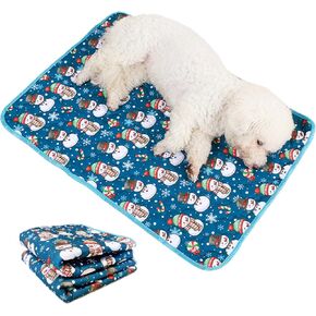 SEIS 2 Pcs Christmas Dog Pee Pads Waterproof Pet Training Pads Non-Slip Washable Whelping Pad Reusable Dogs Mat Santa Claus Snowman Elk Pattern (Elk, L (40x28 inch))