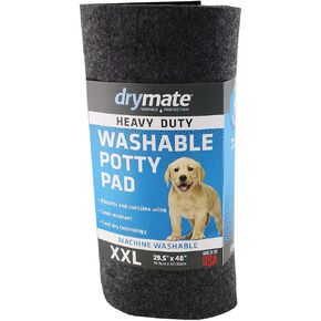 Drymate Heavy Duty Washable Potty Pad, Reusable Black Charcoal Pee Pad for Puppy Training – Absorbent/Waterproof – Protects Surfaces, Contains Liquids (USA Made) (XXL) (29.5 Inches x 48 Inches)