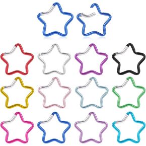 12 Pcs Colored Star Carabiner Aluminum Star Shape Carabiner Clip Spring Snap Hook for Traveling Camping Fishing Hiking, 1.6x1.6inch in Saudi Arabia