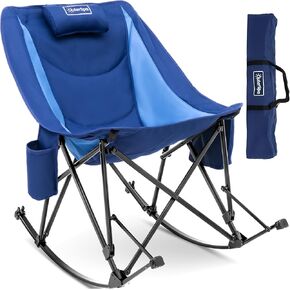 Camping Chairs, Rocking Camping Chairs Foldable Camping Chairs for Adults Outdoor Rocker Camping Chairs with High Back Portable Rocking Chair for Outdoor, Support 350lbs, Dark Green