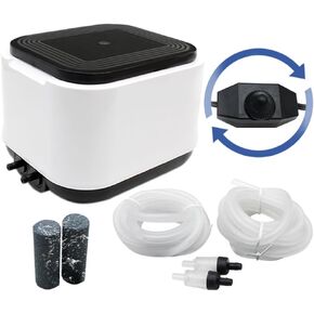 Aquarium Air Pump Quiet for Fish Tank 300Gallon/600Gallon,2 Air Outlets Silent Powerful Adjustable Aerator Pump for Livewell 190GPH/260GPH 5W/10W,Cylindrical Air Stones, Tubing, Check Valve