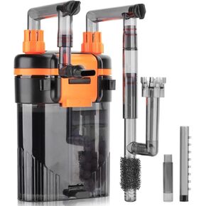 hygger Hang-On-Back Canister Aquarium Filter,No Dry Burning Quiet Fish Tank Filter with Duckbill Nozzle Shower Pipe Outlet Oil Skimmer Adjustable Water Flow 3 Types Filter Media (5W for ≤10 gal)