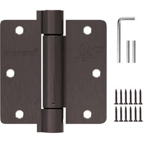 2 Pack Self Closing Door Hinges 3.5 inch Matte Black Spring Loaded Auto Close Hinges Square Corners Adjustable Tension for Interior Door 3 1/2 Auto Self-Closing Hinge