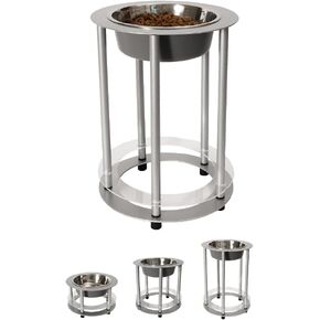 Elevated Dog Bowls, 32oz Stainless Steel Bowl, 3 Height Adjustable Single Dog Bowl Stand Raised Water Feeder for Large, Medium, Small Dog(Bowl Included) - MK2072A(Black)