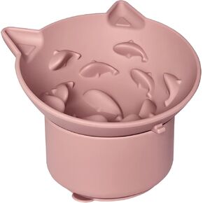 Slow Feeder Cat Bowl, Silicone Raised Cat Bowls with Suction Cups, Small Dogs & Cats, Elevated Multi-Angle Tilt Design Pet Feeder for Dry Wet Food (Light Green)