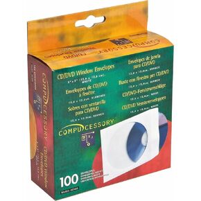 26500 CD/DVD Window Envelopes 5-Inch x5-Inch 100/BX White