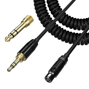 K702 Audio Cable Coiled Aux Cord Compatible with AKG Q701, K712, K240, K240S, K240 MK II, K141, K171, K181, K271, K271S, K271 MK II, K241, K175, K275 Headphone Wire with 6.35mm Adapter