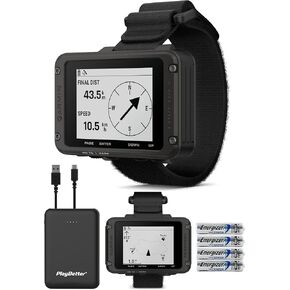 حزمة ملاحة GPS Garmin Foretrex 801 (مع حزام) مثبتة على المعصم - ميزات تكتيكية، نظام GNSS مُحسن متعدد النطاقات، عمر بطارية أطول مع بنك طاقة PlayBetter 5000 مللي أمبير في الساعة و4 بطاريات AAA in Kuwait