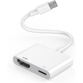 USB C to HDMI Adapter,USB 3.1 Type C Digital AV HDTV Adapter 4K@60Hz HDMI Sync Screen Connector Cable with 100W USB C Charging Port for iPhone 16/16 Plus/16 Pro/16 Pro Max/15/15 Plus/15 Pro/15 Pro Max
