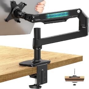 Single Monitor Arm Desk Mount, Holds Screens up to 40 Inches and 25 lbs, Fully Adjustable Vesa Monitor Mount with C-Clamp and Grommet Base, Aluminum, Silver