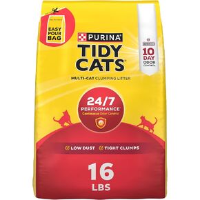 Purina Tidy Cats Clumping Cat Litter Odor Control, 24/7 Performance Multi Cat Litter - 16 lb. Bag