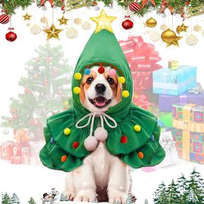 Dog Christmas Outfit -Dog Christmas Tree Costume for Small Dog, Christmas Dog Clothes with Shining Star, Small Dog Christmas Outfits Gifts, Cute Dog Costumes Clothes for Christmas Cosplay Party