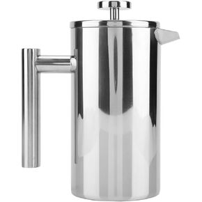 Coffee Maker Stainless Steel French Press Coffee Maker Double Walled Insulated Coffee Tea Brewer Pot Maker for Home and Travel(1000ML,Silver)