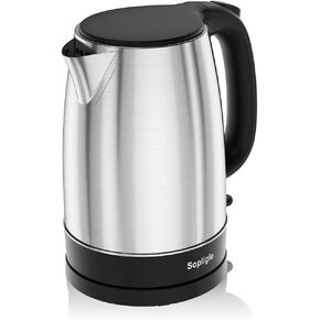 Electric Kettle,Sopligle Stainless Steel BPA-Free Hot Water Boiler, Potable Fast Water Kettle with Auto Shutoff, Boil-Dry Protection, Fast Boiling, 1.7L,1500W (Silver)