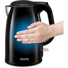KRUPS Electric Kettle, Café Control Stainless Steel, Gooseneck Kettle, 1 Liter, 60 minute keep-warm, Electric Tea Kettle, sleek modern design Black