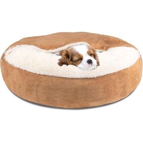 Pet Soft Small Dog Bed Cat Bed with Cover Cave - Round Calming Dog Beds Washable Cuddler Puppy Beds for Small, Medium Dogs and Cats (Grey, 30")