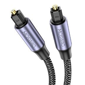 MOSWAG Toslink Audio Cable, 3ft Optical Male to Male Cable, Digital Optical Cable Extension, Optical Cable Extension Braid Cables 24k Gold-Plated for Soundbar, TV, Home Theater, Xbox, DVD Player