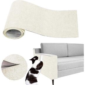 Cat Scratch Couch Furniture Protector, Adhesive Cat Scratch Pad Deterrent for Furniture, DIY Climbing Cat Scratcher Couch Protector from Cat Claws Scratching for Indoor Cat(Cream White, 78.7x15.8Inch)