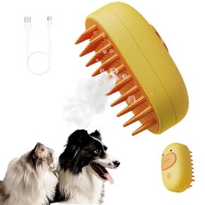 Steam Cat Brush Dog Brush for Shedding Rechargeable Cat Brush Unique Pet Brush (yellow)