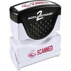 ACCU-STAMP2 Message Stamp with Shutter, 1-Color, SCANNED, 1-5/8" x 1/2" Impression, Pre-Ink, Red Ink (035605)
