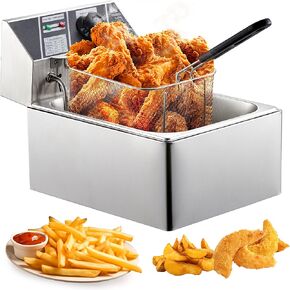 6L Capacity Commercial-Grade Double Tank Deep Fryer Adjustable Temperature Control Safe Operation Ideal for a Variety of Foods