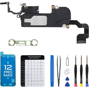 for iPhone 12 Pro Max Earpiece Front Speaker Replacement Repair Kit 6.7" OEM Ear Module Part with Ambient Light Sensor Proximity Sensor Connector Fix Tools A2342 A2410 A2411 A2412