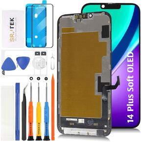Soft OLED 14 Plus LCD Screen Replacement for iPhone 14 Plus 6.7 inch [Soft OLED,NOT LCD] LCD Display Touch Digitizer Screen Assembly A2886 A2632 A2885 A2888 A2887 with Repair Tools