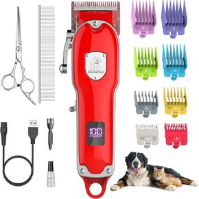 Dog Hair Clippers for Grooming Cordless Pet Clippers for Dogs Thick Hair with Metal Blades, Electric Rechargeable Dog Trimmer for Grooming Low Noise Pet Grooming Kit