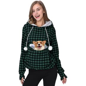 Unisex Pet Holder Hoodies Kitten Puppy Carrier Hooded Pullover Front Pouch Thin Shirt