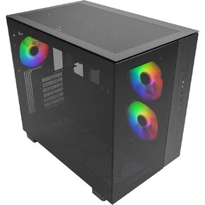 MONTECH King 65 PRO ATX Mid Tower Gaming PC Case, Dual Chamber, High Airflow Mesh Panels, Supports RTX 40 Series, 3 Pre-Installed ARGB Fans, Tool-Free Access, Tinted Glass - Black