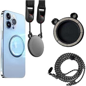 Phone Lanyard, Magnetic Cell Phone Lanyard Compatible with MagSafe, 2 Pick Iron Sheet, Adjustable Length Neck Strap
