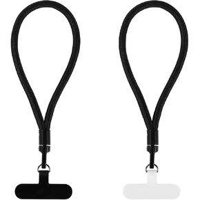 2pcs Phone Wrist Strap, Simple Phone Lanyard Wrist Comfortable Cellphone Wristlet Lanyard with Tether Tab for iPhone and Most Phone Case (Black, Dark Gray)