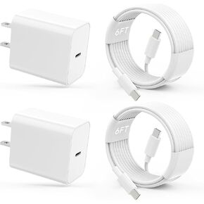 iPhone 16 15 Charger Fast Charging, USB C Charger Block Type C Charger iPhone 16 Charger with 2 Pack 6FT USB C Cable for iPhone 16/16 Plus/16 Pro/16 Pro Max/iPhone 15/15 Pro Max/iPad Pro/AirPods