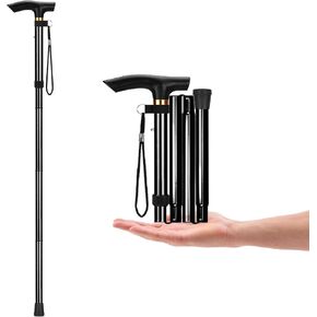 Aluminum Alloy Walking Sticks Trekking Poles Hiking Cane Foldable Hiking Stick Anti-Slip Cane for Elderly Length Adjustable Walking Stick Cane for Elderly
