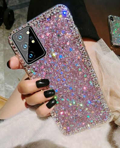 for Samsung Galaxy S24 Plus 5G Case,3D Glitter Women Girly Sparkle Bling Luxury Crystal Rhinestone Diamond Bumper Protective Back Phone Case for Samsung Galaxy S24 Plus 5G (Pink) in Saudi Arabia