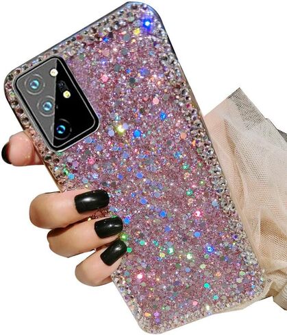 for Samsung Galaxy S24 Plus 5G Case,3D Glitter Women Girly Sparkle Bling Luxury Crystal Rhinestone Diamond Bumper Protective Back Phone Case for Samsung Galaxy S24 Plus 5G (Pink) in Saudi Arabia