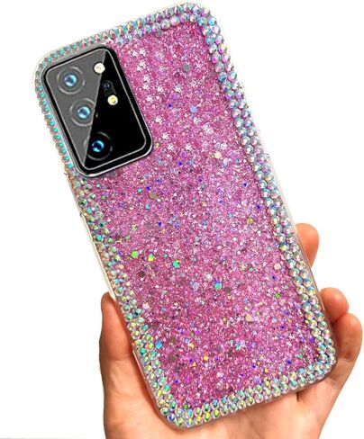 for Samsung Galaxy S24 Plus 5G Case,3D Glitter Women Girly Sparkle Bling Luxury Crystal Rhinestone Diamond Bumper Protective Back Phone Case for Samsung Galaxy S24 Plus 5G (Pink) in Saudi Arabia
