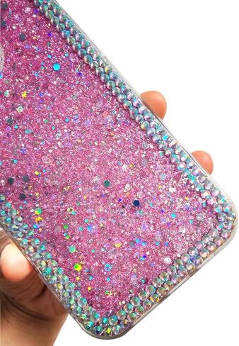 for Samsung Galaxy S24 Plus 5G Case,3D Glitter Women Girly Sparkle Bling Luxury Crystal Rhinestone Diamond Bumper Protective Back Phone Case for Samsung Galaxy S24 Plus 5G (Pink) in Saudi Arabia