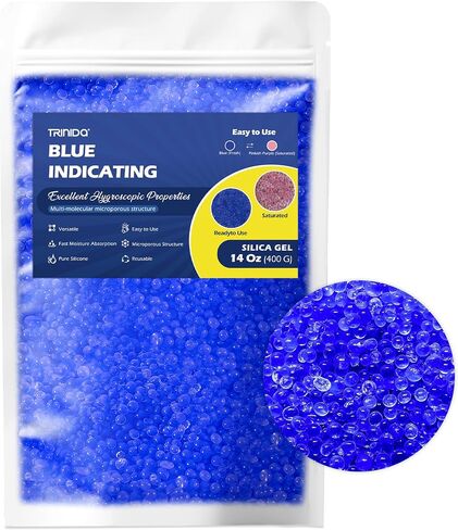 TRINIDa Orange Silica Desiccant Beads 400G, Indicating Silica Gel Bead Drying Silica Beads Reusable Silica Gel Desiccant for Camera, Electronic, Books, Documents, Clothes, Painting, Jewelry in Saudi Arabia