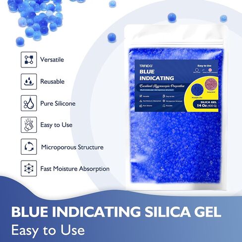 TRINIDa Orange Silica Desiccant Beads 400G, Indicating Silica Gel Bead Drying Silica Beads Reusable Silica Gel Desiccant for Camera, Electronic, Books, Documents, Clothes, Painting, Jewelry in Saudi Arabia