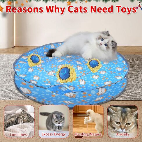 Interactive Cat Toys for Indoor Cats, Electric Rolling Cat Ball in Pouch, Simulation Hunting Toys for Cats, Hunting Hood with Cat Ball, Rechargeable Hide and Seek Cat Toy in Saudi Arabia