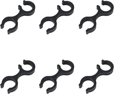 6 Pieces Hiking Pole Clips Trekking Pole Clips Trekking Pole Clamp Connectors Walking Stick Holders Double Rods 8 Shaped Buckles Poles Rod Connectors, Black in Saudi Arabia