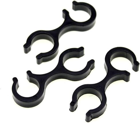 6 Pieces Hiking Pole Clips Trekking Pole Clips Trekking Pole Clamp Connectors Walking Stick Holders Double Rods 8 Shaped Buckles Poles Rod Connectors, Black in Saudi Arabia