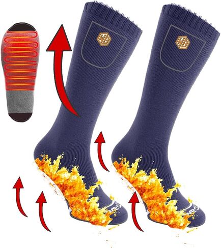 جوارب شتوية سميكة للنساء، جوارب كهربائية قابلة لإعادة الشحن 2200 مللي أمبير، درجة حرارة قابلة للتعديل لتدفئة القدم الكهربائية، جورب تسخين للتزلج، مناسب للتزلج، صيد الأسماك، ركوب الدراجات، فتاة بلوز (35-39) in Kuwait