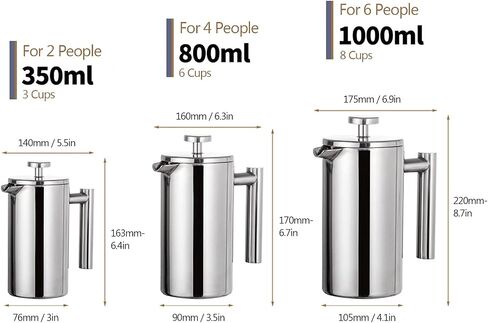 Irishom French Press Coffee Maker Stainless Steel Double Walled Insulated Coffee Maker Pot in Saudi Arabia