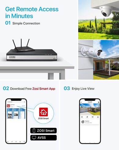 ZOSI Full 1080p 16 Channel Home Security Camera System with AI Human Vehicle Detect, 8 x 1080p Weatherproof CCTV Bullet Dome Camera Outdoor, H.265+ 16CH DVR with 2TB HDD, Night Vision, Alert Push in Kuwait